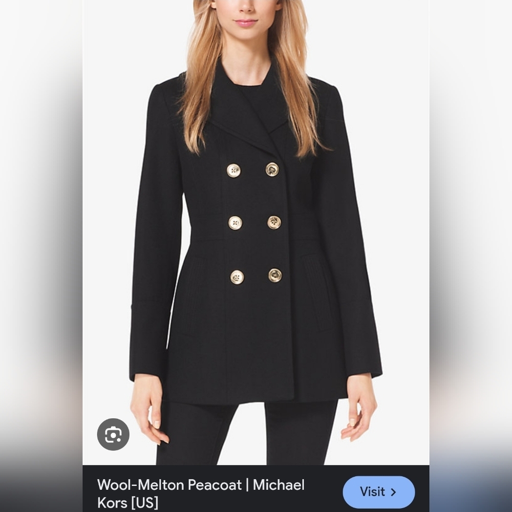 Michael Kors Black Wool Peacoat